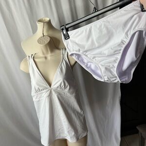 🤍 VENUS White Tankini Bikini Set | Top Size 16 / Bottom Size 12